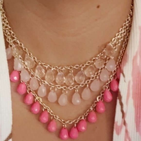 Multi Layer Faux Beads Necklace with Earrings - Picture 1 of 2